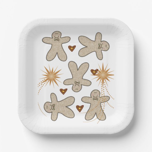 Paper Plates, Merry Christmas Gingerbread Cookies Plate (Front)