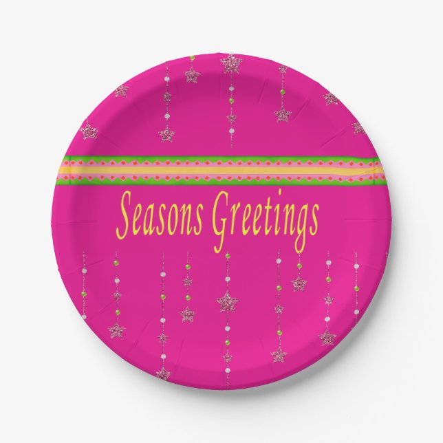 Paper Plates, Merry Christmas Seasons Greetings Plate (Front)