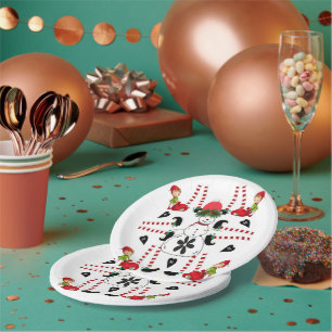 Paper Plates, Merry Christmas Snowman Elf Plate