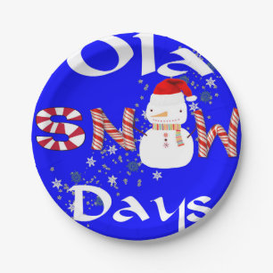 Paper Plates, Merry Christmas Snowman Snow days  Plate