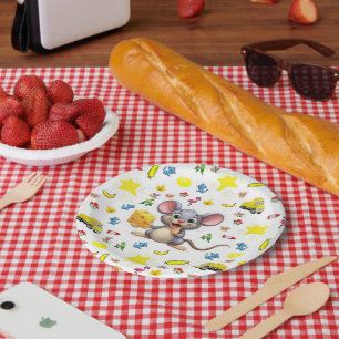 Paper Plates, Mouse Yellow Cheese Cat Stars Trucks Plate
