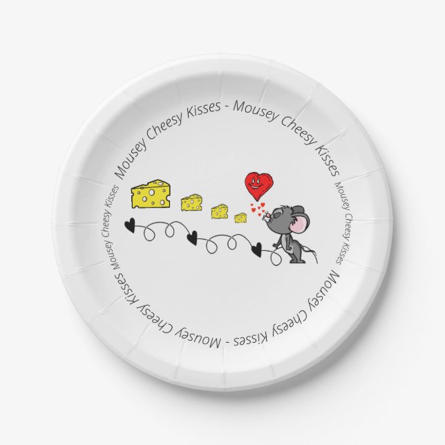 Paper Plates Mousey Cheesy Kisses Red Hearts  (Front)