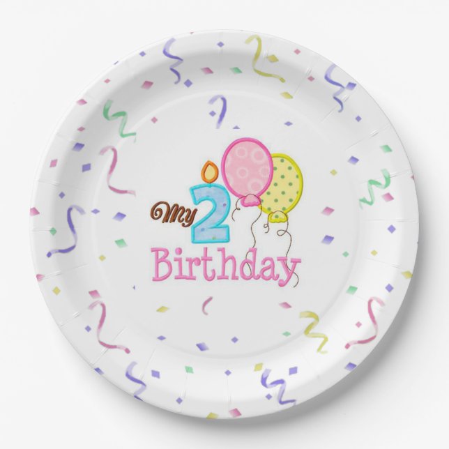 Paper Plates/My Second Birthday with Confetti Paper Plate (Front)