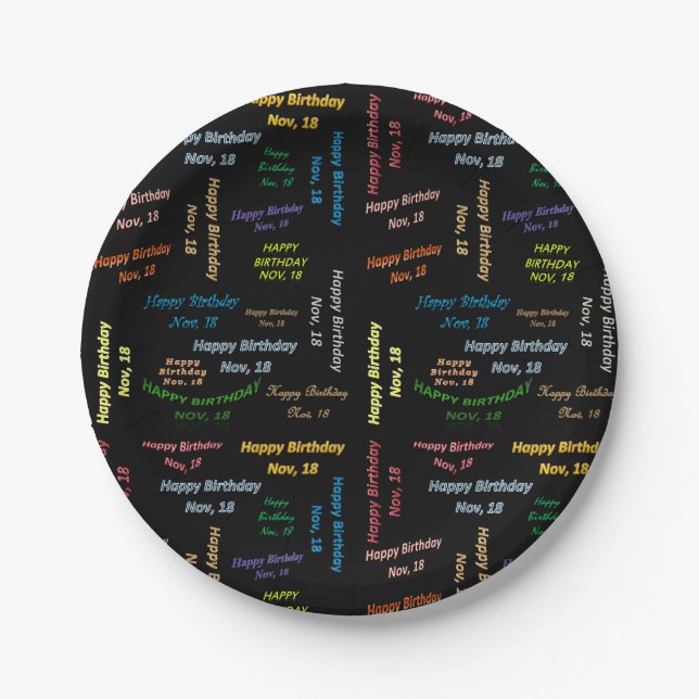 Paper Plates November, 18 Birthday (Front)