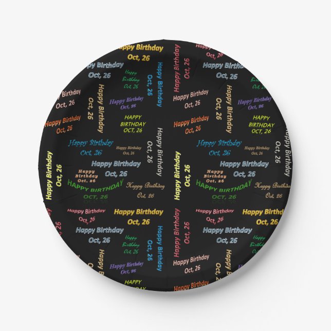 Paper Plates October, 26 Birthday (Front)