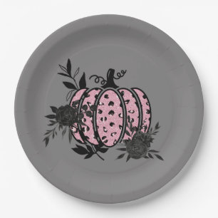 Paper Plates, Pink and Black Leopard Pumpkin Plate