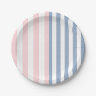Paper Plates, Pink Blue & White Stripe Plate