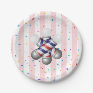 Paper Plates, Pink & White Stripe Barber Pole  Plate