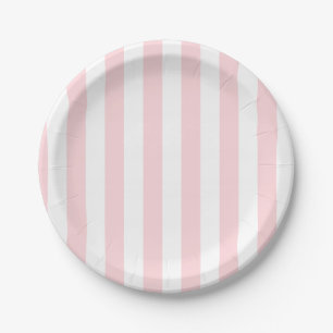Paper Plates, Pink & White Stripe Birthday Paper Plate