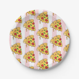 Paper Plates, Pink & White Stripe Pizza Cheese Plate