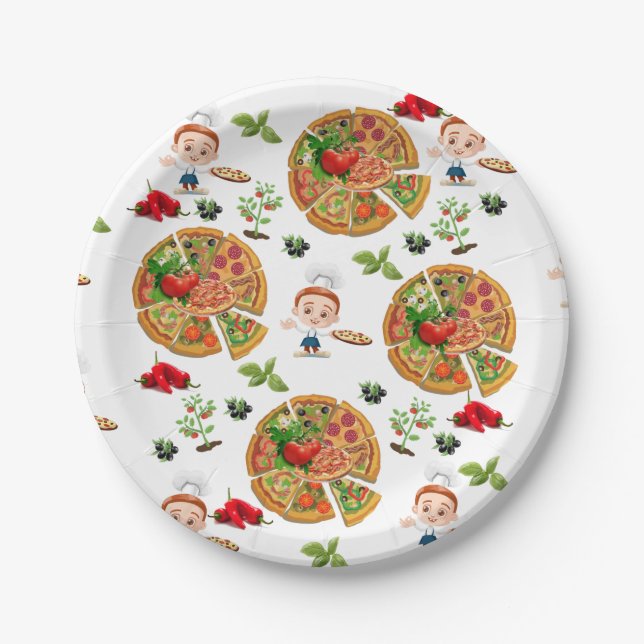 Paper Plates, Pizza Party Plate (Front)