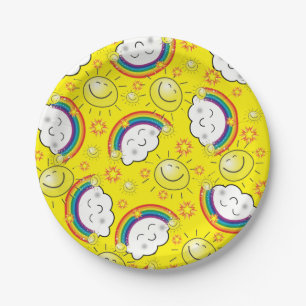 Paper Plates, Rainbow Yellow Sun Clouds Plate
