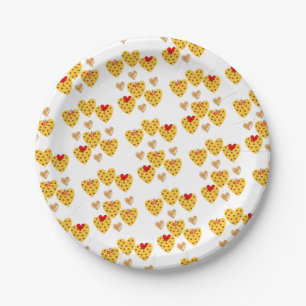 Paper Plates Red Hearts Love Yellow Hearts