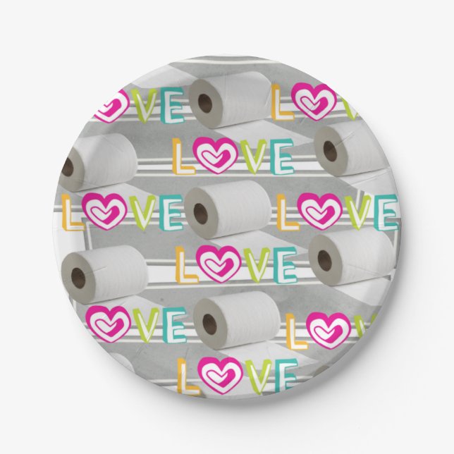 Paper Plates Red Hearts Toilet Paper Love  (Front)