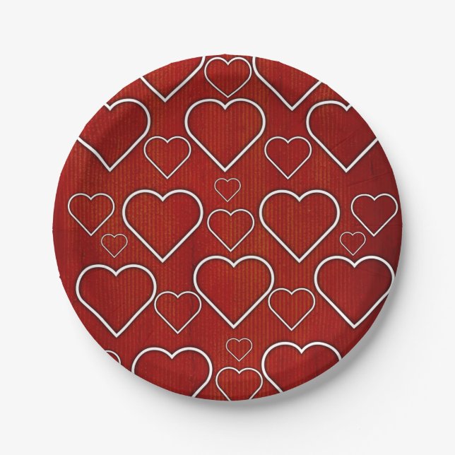 Paper Plates, Red & White Hearts Paper Plate (Front)
