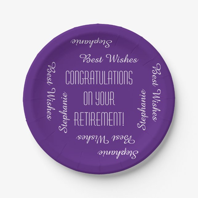 Paper Plates, Retirement Party Repeating Names Plate (Front)