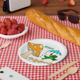 Paper Plates, Ribbit Frog Mushroom Paper Plates