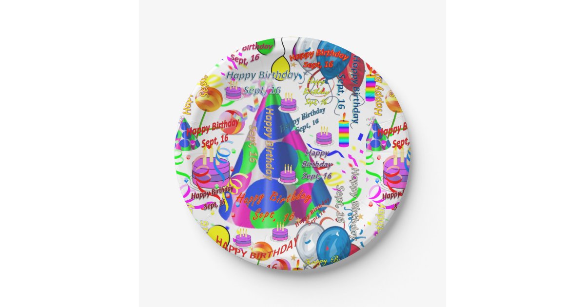 Paper Plates September, 16 Birthday Sept, Zazzle