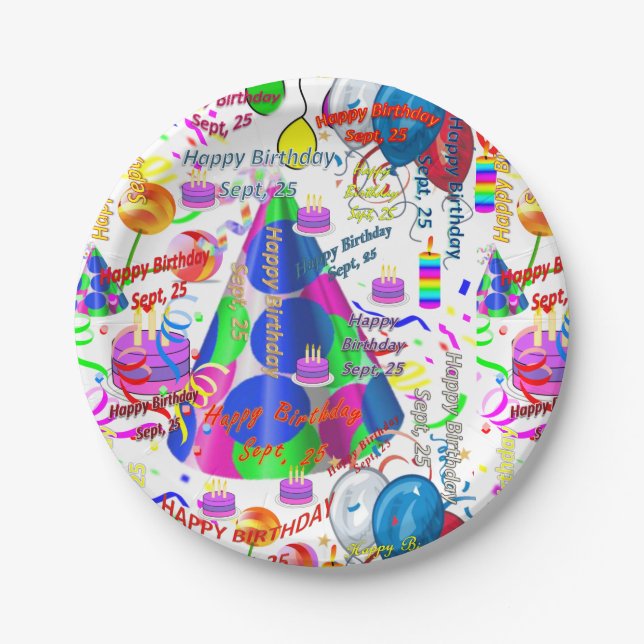 Paper Plates September, 25 Birthday Sept, (Front)