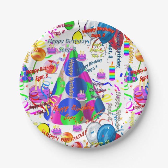 Paper Plates September, 8 Birthday Sept, (Front)