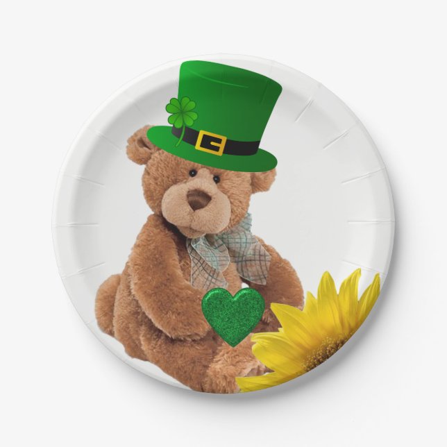 Paper plates St. Patrick's Day Teddy Bear (Front)