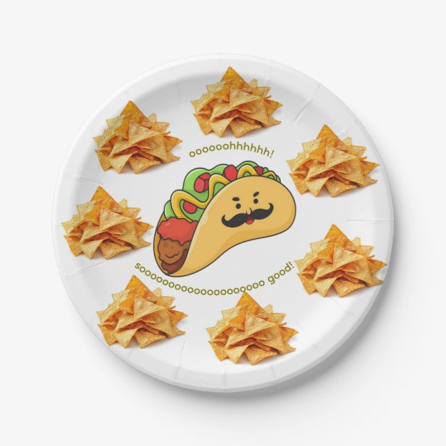 Paper Plates,  Tacos Tortilla Chips Paper Plate (Front)
