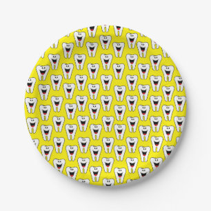 Paper Plates, Teeth Yellow Smile Dentists Paper Plate