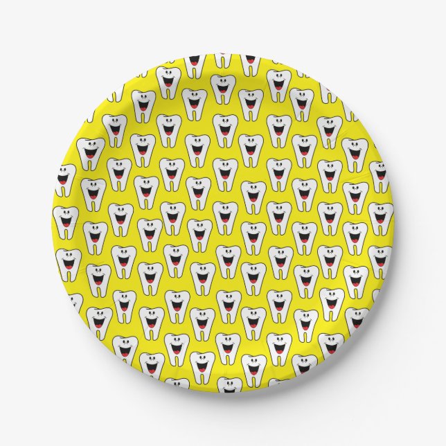 Paper Plates, Teeth Yellow Smile Dentists Plate (Front)