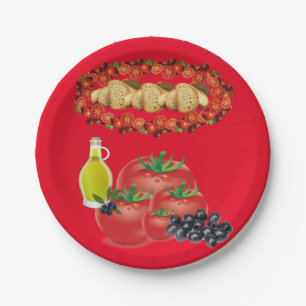Paper Plates, Tomato Ketchup Bread Olives Plate