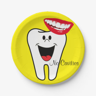 Paper Plates, Tooth Teeth No Cavities Dentist Plate