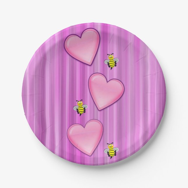 Paper plates Valentine's Day, Bee (Front)