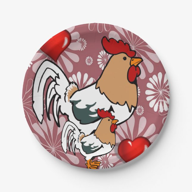 Paper plates Valentine's Day, Chicken (Front)