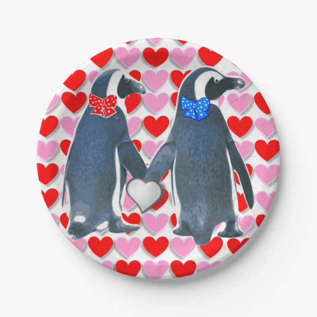 Paper plates Valentine's Day,, Penguin (Front)