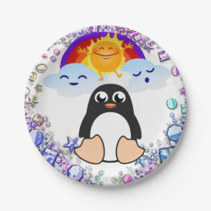 Paper plates Valentine's Day, Penguin