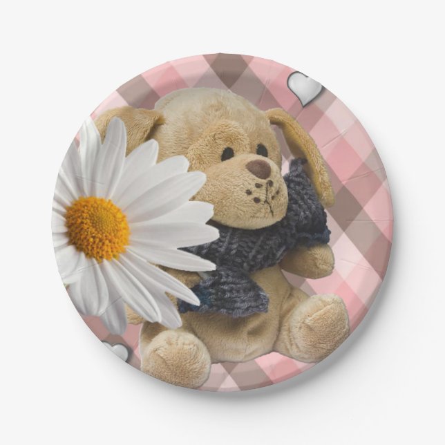 Paper plates Valentine's Day, Teddy Bear (Front)