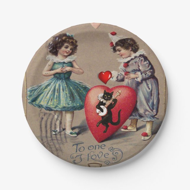 Paper plates Valentine's Day, Vintage (Front)