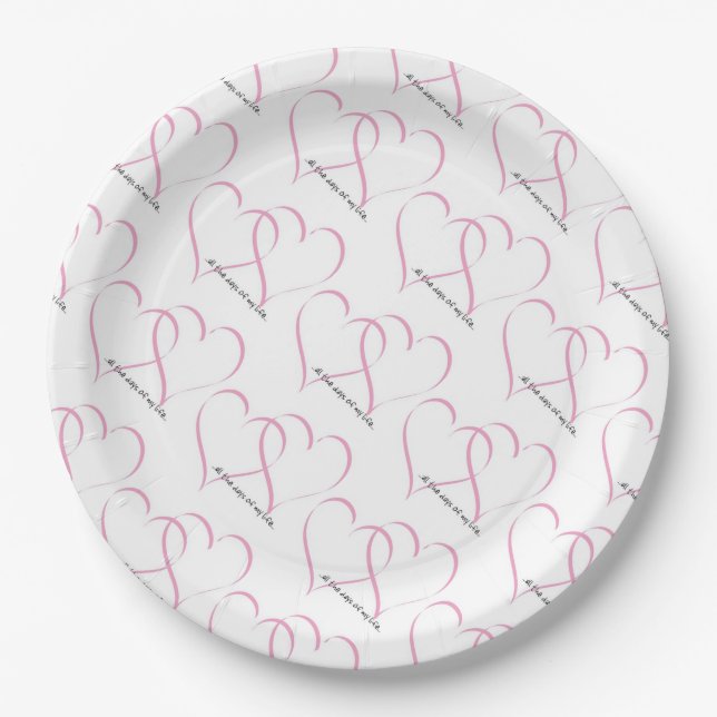 Paper Plates/Wedding Hearts with Quote Paper Plate (Front)