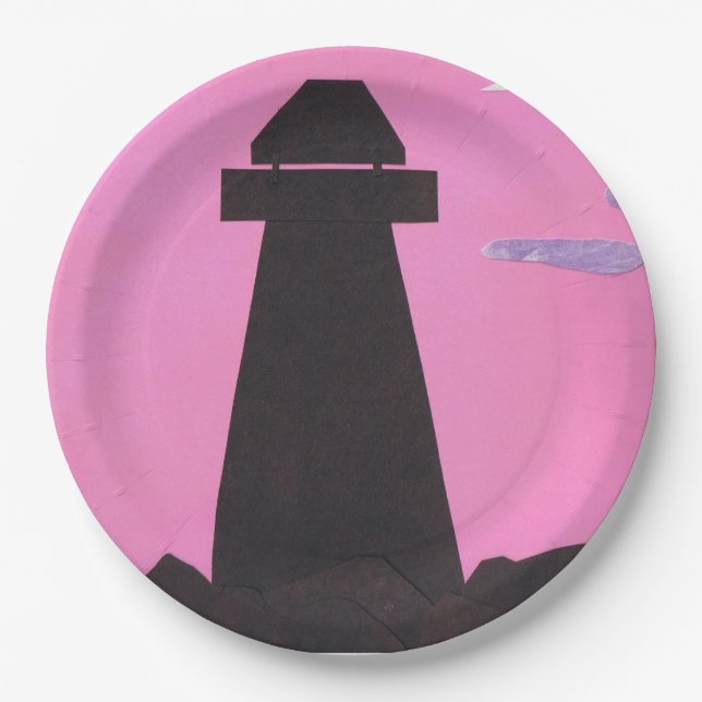 Paper Plates with a Lighthouse Design (Front)
