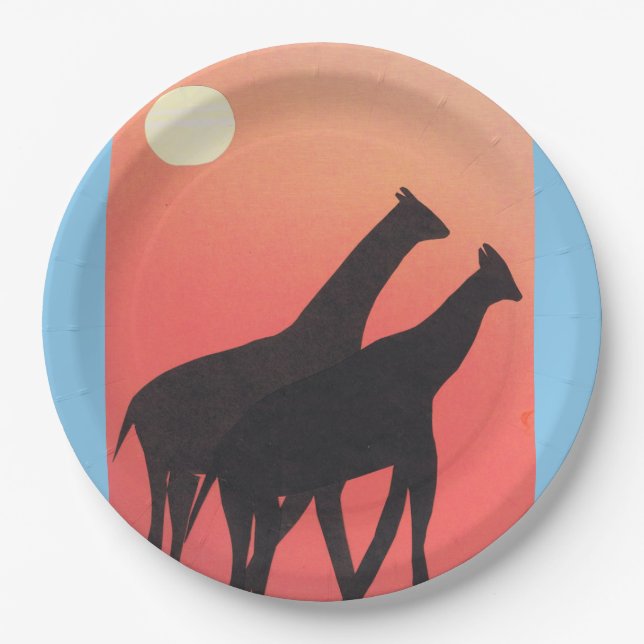 Paper Plates with Giraffe Design (Front)