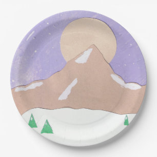 Paper Plates with Mountain Scene