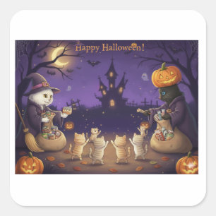 Paper&Pukku happy halloween! Square Sticker
