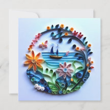 Paper Quilled Craft Flat Notecard