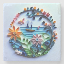 Paper Quilled Craft Stone Coaster