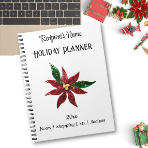 Paper Quilled Poinsettia Holiday Planner Notebook