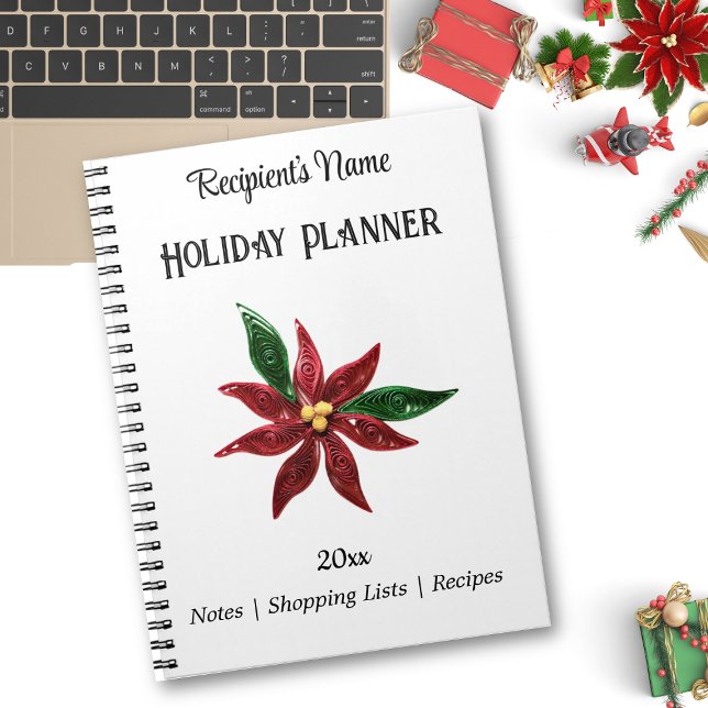 Paper Quilled Poinsettia Holiday Planner Notebook (Creator Uploaded)