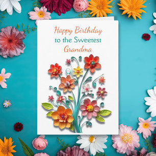 Paper Quilling Flowers Grandma's Birthday Card