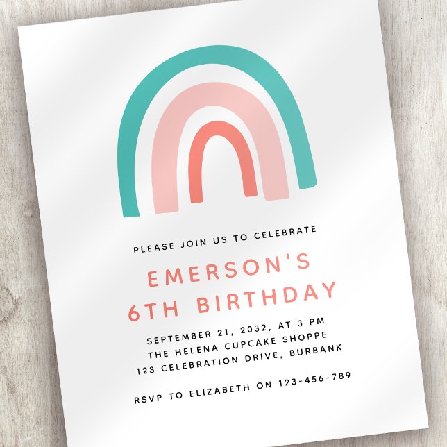 PAPER Rainbow Kid's Birthday Party Invitation (Creator Uploaded)