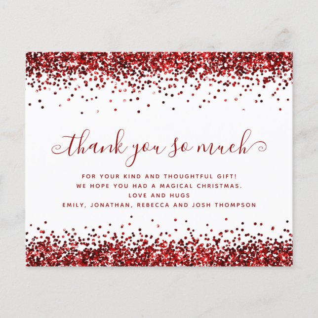 PAPER  Red Glitter Christmas Thank You (Front)