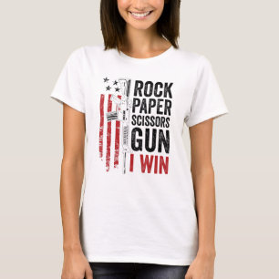 Paper Rock Scissors Gun 2a Pro Gun Dad Joke T-Shirt