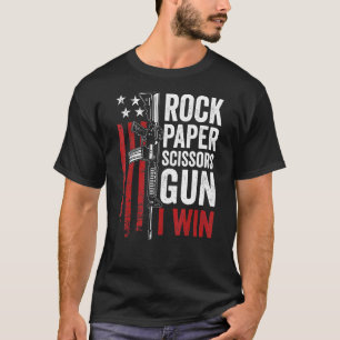 Paper Rock Scissors Gun 2a Pro Gun Dad Joke T-Shirt